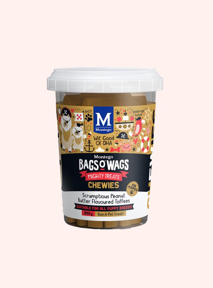 Montego Bags O Wags Chewies Puppy Peanut Butter Toffee Chew Treats 350g